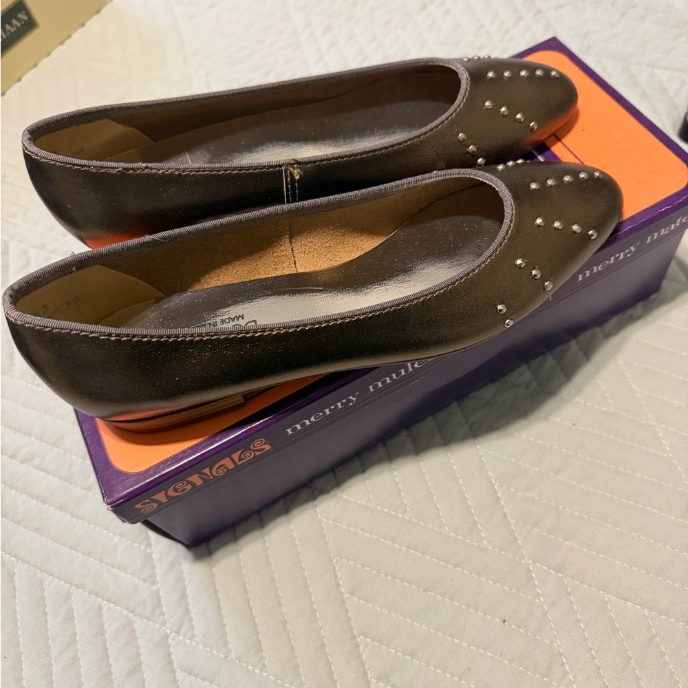 Beacon Brown Studded Flats